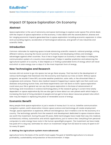 Impact Of Space Exploration On Economy