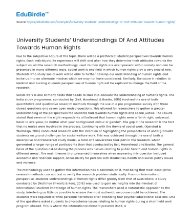 University Students’ Understandings Of And Attitudes Towards Human Rights