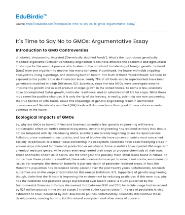 It’s Time to Say No to GMOs: Argumentative Essay