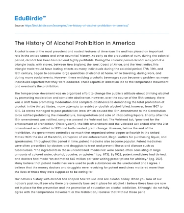 The History Of Alcohol Prohibition In America