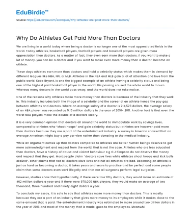 Why Do Athletes Get Paid More Than Doctors