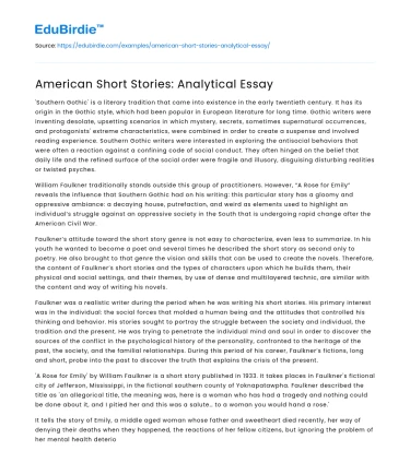 American Short Stories: Analytical Essay