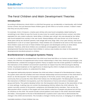 The Feral Children and Main Development Theories