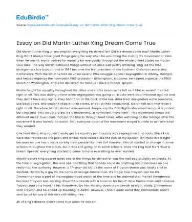 The Fulfillment of Martin Luther King Jr.’s Vision