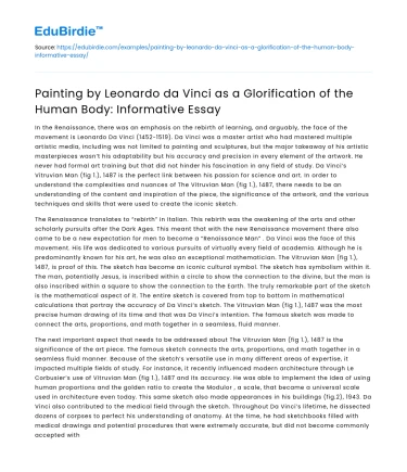 Painting by Leonardo da Vinci as a Glorification of the Human Body