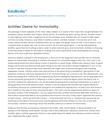 Achilles’ Desire for Immortality