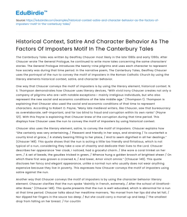 Imposters Motif in The Canterbury Tales: Context and Behavior
