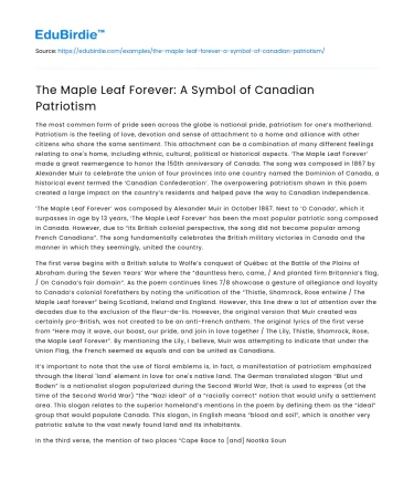 The Maple Leaf Forever: A Symbol of Canadian Patriotism