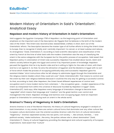 Reexamining Orientalism in Said’s ‘Orientalism’