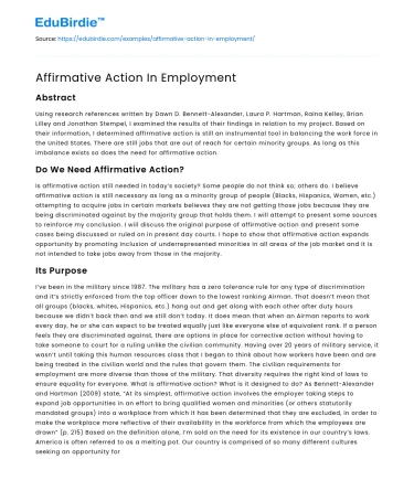Affirmative Action In Employment