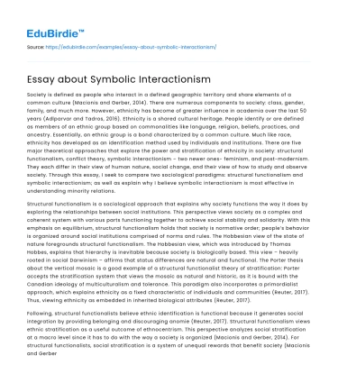 Essay about Symbolic Interactionism