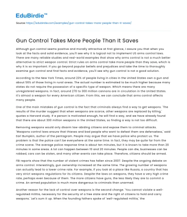 Gun Control Takes More People Than It Saves