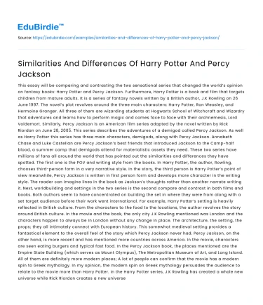 Similarities And Differences Of Harry Potter And Percy Jackson
