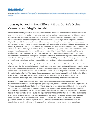 Comparing Divine Comedy and Aeneid: Journey to God