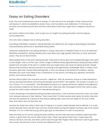 Essay on Eating Disorders