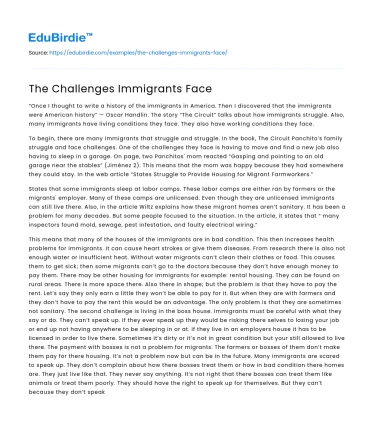 The Challenges Immigrants Face