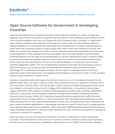 Empowering Governance: Open Source Software in Developing Nations