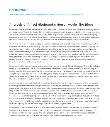 Analysis of Alfred Hitchcock’s Horror Movie ‘The Birds’