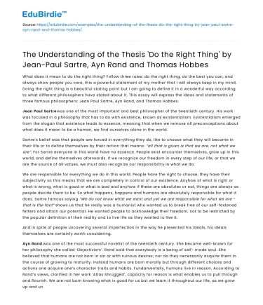 Interpreting ‘Do the Right Thing’ by Sartre, Rand, Hobbes