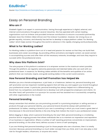 Essay on Personal Branding
