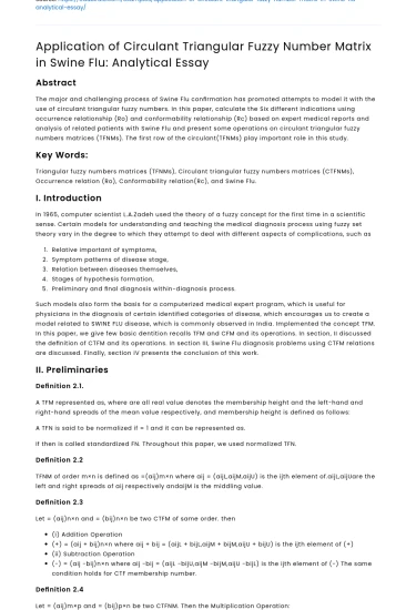 Circulant Triangular Fuzzy Number Matrix in Swine Flu: Analysis