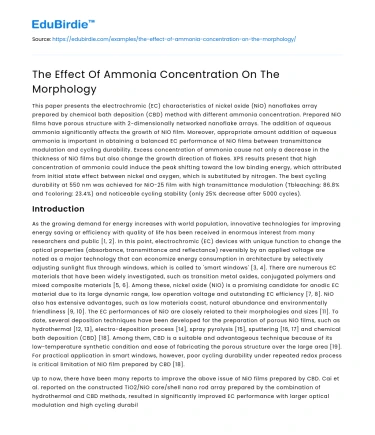 The Effect Of Ammonia Concentration On The Morphology