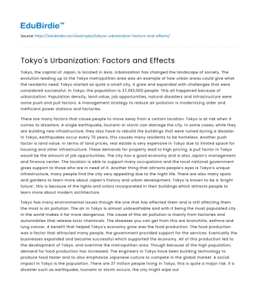 Tokyo’s Urbanization: Factors and Effects