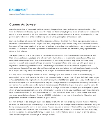 Career As Lawyer