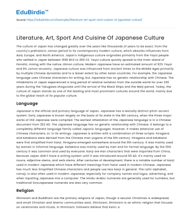 Diverse Cultural Expressions in Japan