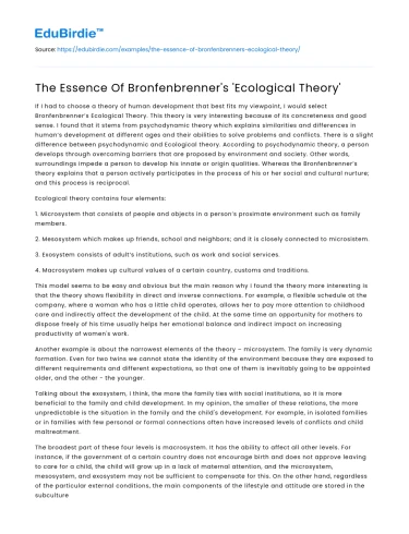 The Essence Of Bronfenbrenner’s ‘Ecological Theory’