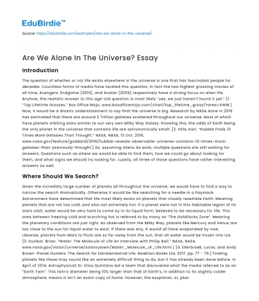 Are We Alone In The Universe? Essay