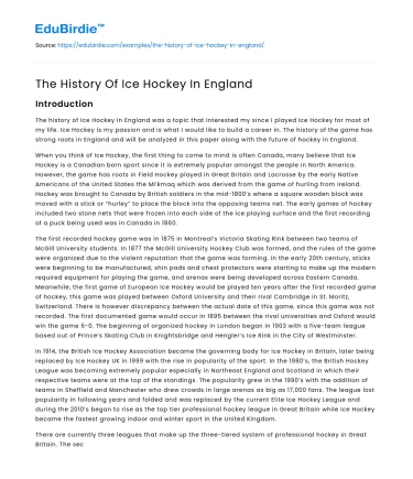 The History Of Ice Hockey In England