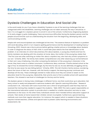 Dyslexia Challenges In Education And Social Life