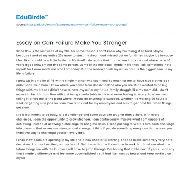 Essay on Can Failure Make You Stronger
