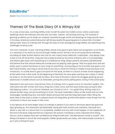 Themes Of The Book Diary Of A Wimpy Kid