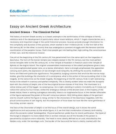 The Legacy of Ancient Greek Architecture