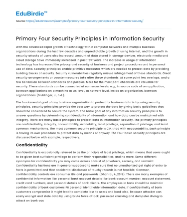 Primary Four Security Principles in Information Security