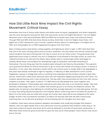 How Did Little Rock Nine Impact the Civil Rights Movement