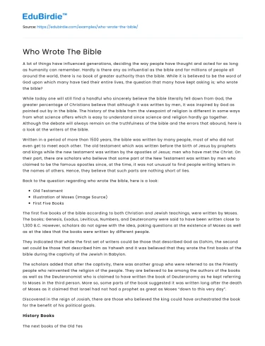 Who Wrote The Bible