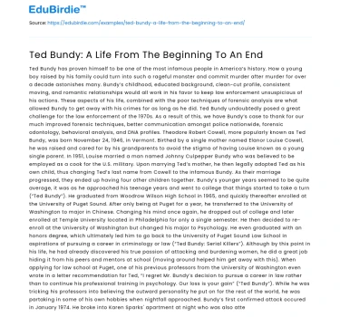 Ted Bundy: A Life From The Beginning To An End