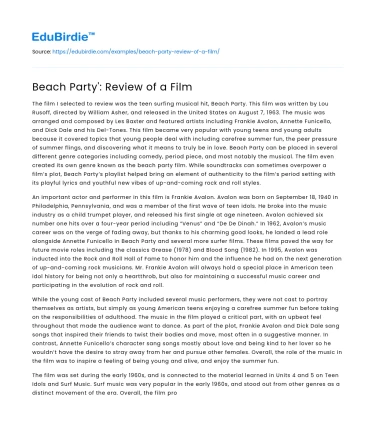 Beach Party’: Review of a Film