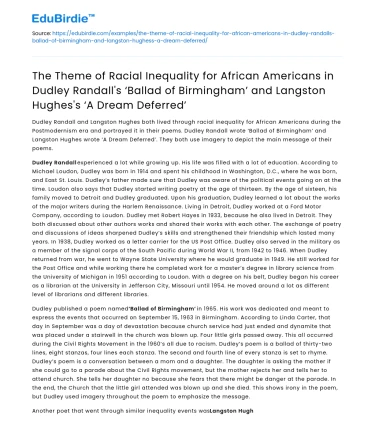 Racial Inequality in ‘Ballad of Birmingham’ and ‘A Dream Deferred’