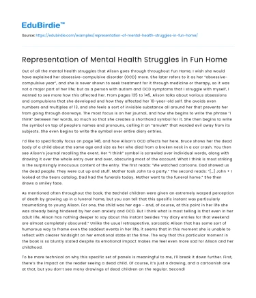 Representation of Mental Health Struggles in Fun Home