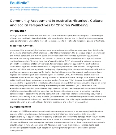 Children’s Wellbeing in Australia: Historical and Cultural Perspectives
