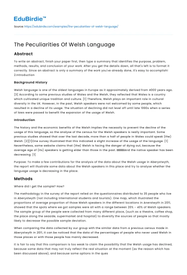 The Peculiarities Of Welsh Language