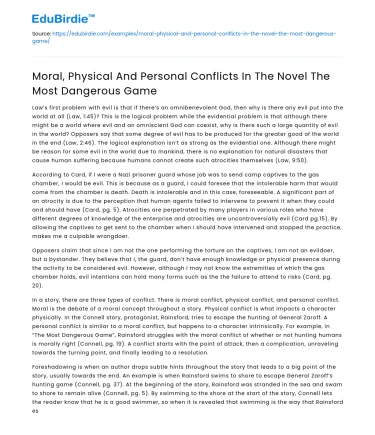 Conflicts in “The Most Dangerous Game”