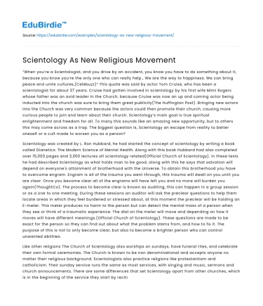 Scientology As New Religious Movement