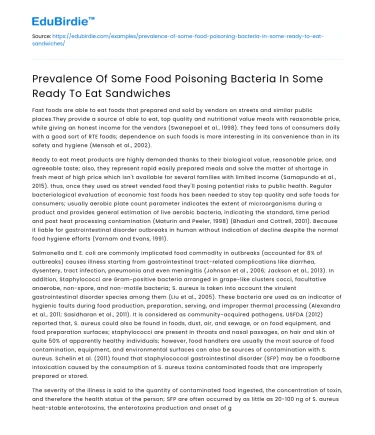The Hidden Threat: Foodborne Pathogens in Sandwiches