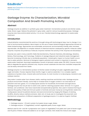 Garbage Enzyme: Composition & Growth Promotion