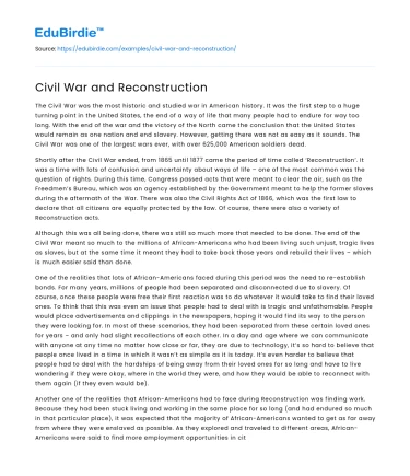 Civil War and Reconstruction